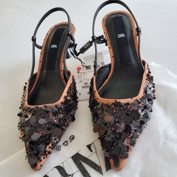 SLINGBACK HIGH HEELS WITH SEQUINS - Picture 3 of 13